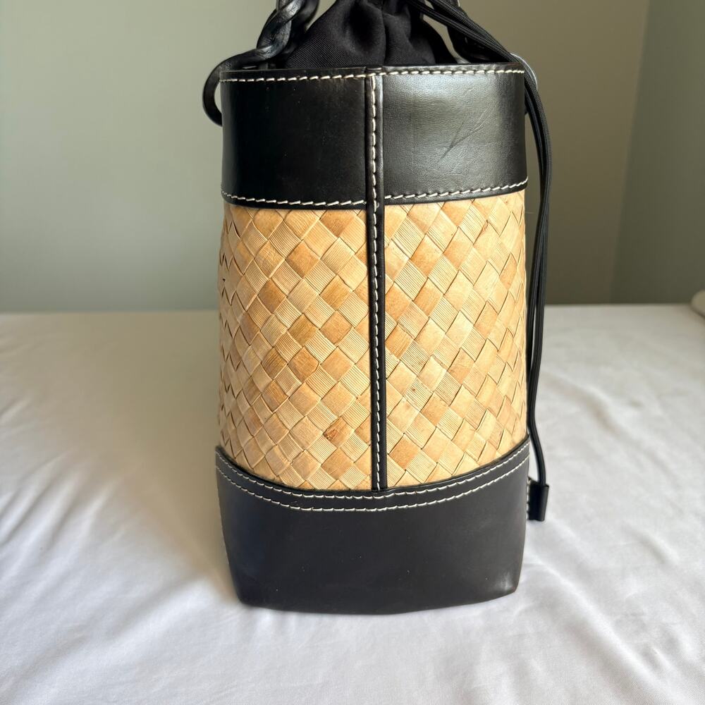 Ann Taylor Woven Tote Hand Bag with Basket-Weave/Raffia Style - Picture 4 of 15